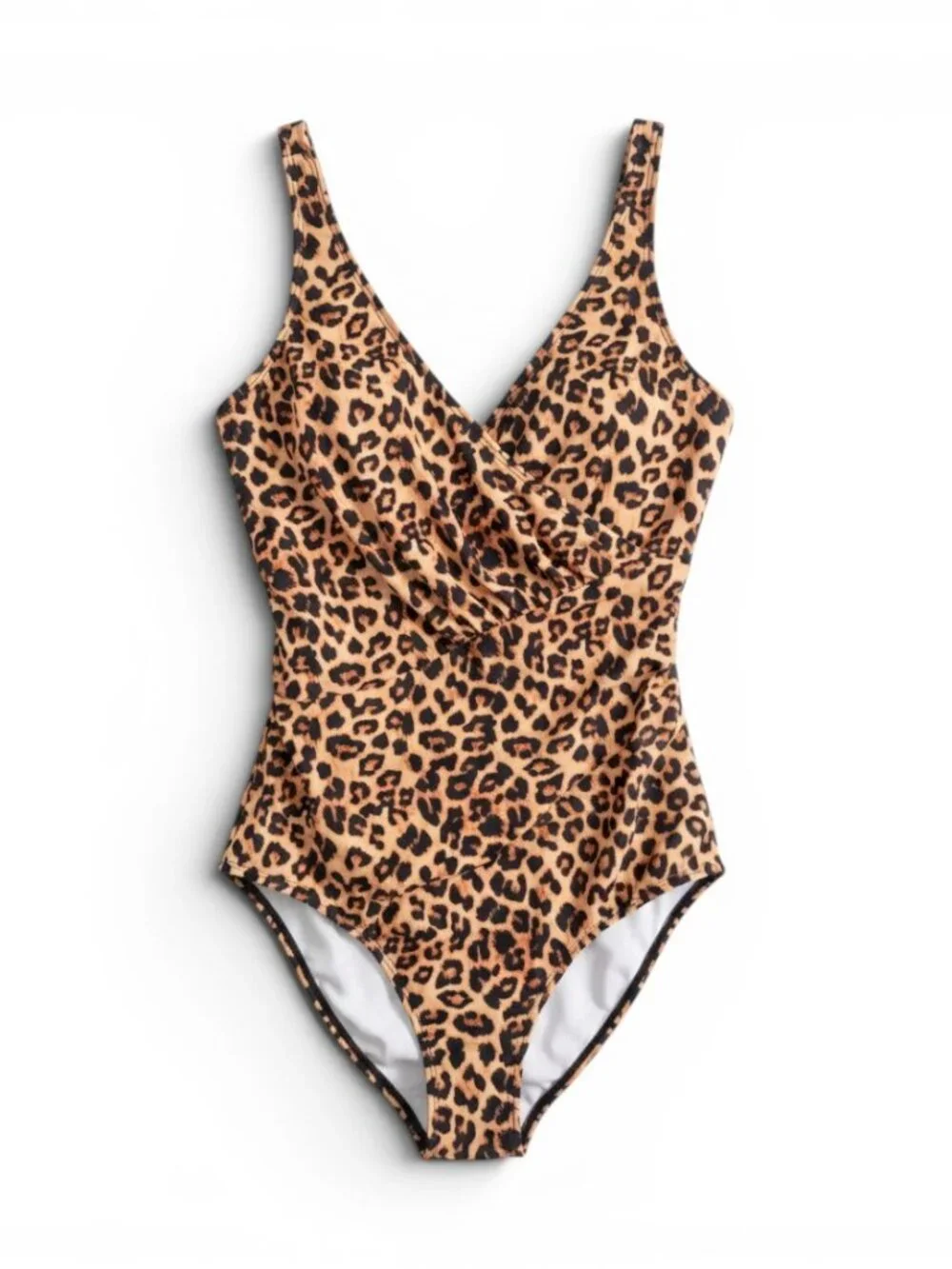 Leopard Print One-Piece Swimsuit - Tan